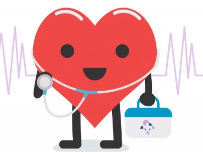 Corazón con medidor de presión arterial